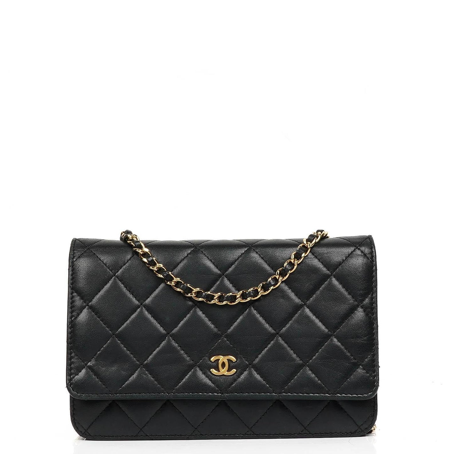 Chanel Wallet On Chain WOC Black Quilted Lambskin With Gold-Tone  Hardware