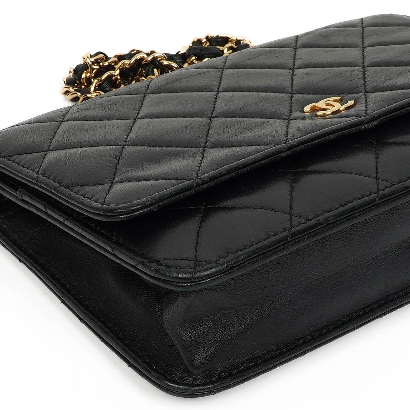 Chanel Wallet On Chain WOC Black Quilted Lambskin With Gold-Tone Hardware