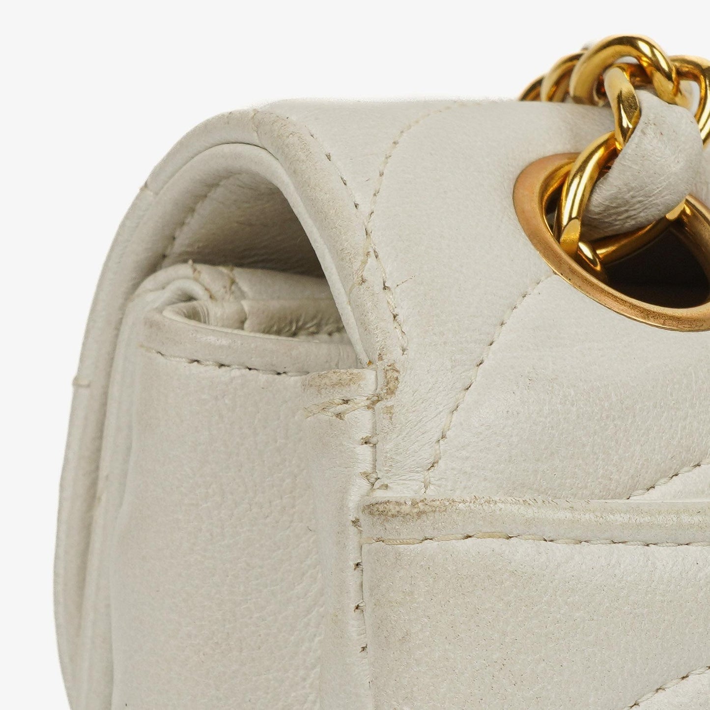 Chanel White Horizontal Quilted Small Double Flap Bag With 24K Gold-Plated Hardware