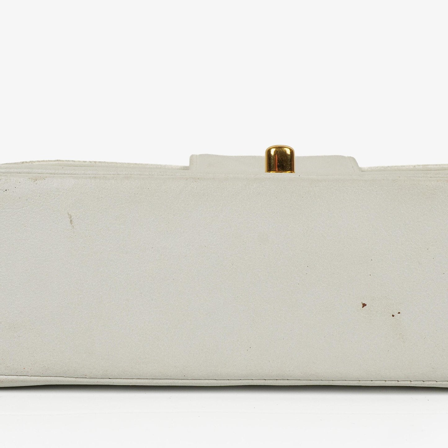Chanel White Horizontal Quilted Small Double Flap Bag With 24K Gold-Plated Hardware