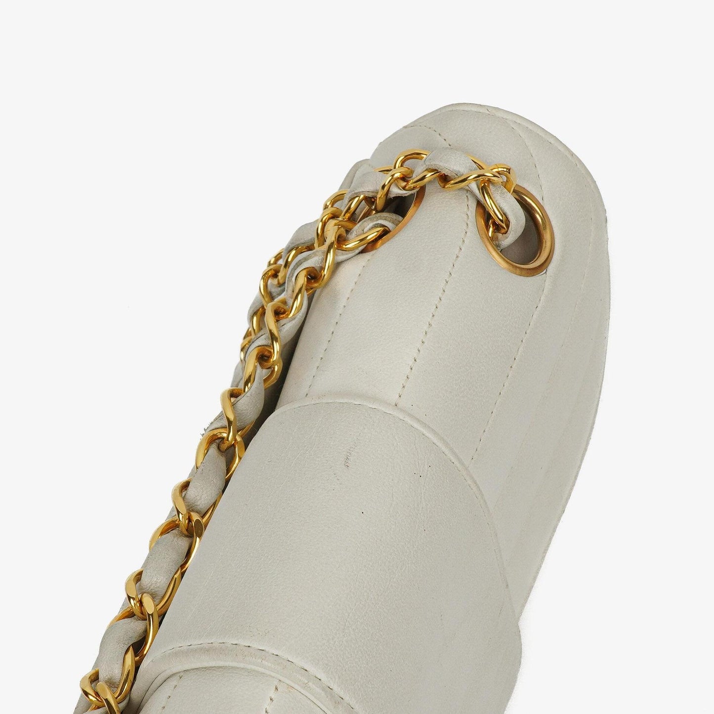 Chanel White Horizontal Quilted Small Double Flap Bag With 24K Gold-Plated Hardware