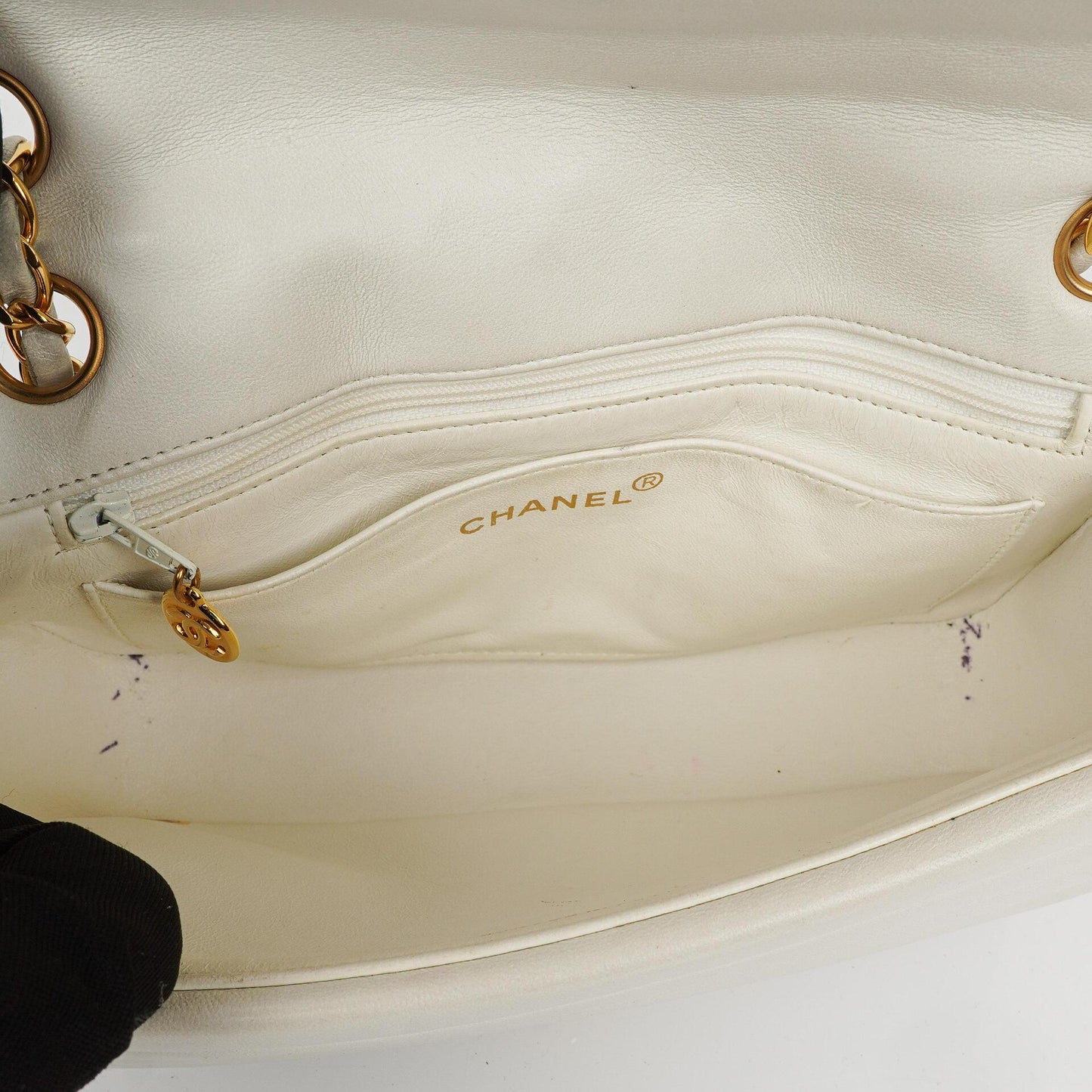 Chanel White Horizontal Quilted Small Double Flap Bag With 24K Gold-Plated Hardware
