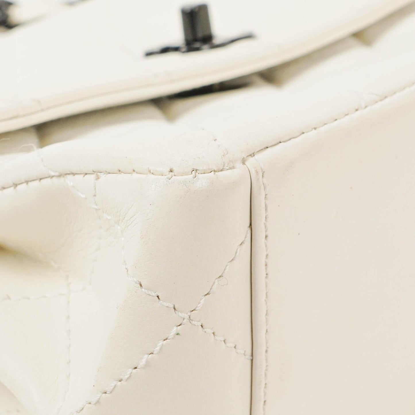 Chanel White Quilted Lambskin Plastic Hardware Shouder Bag