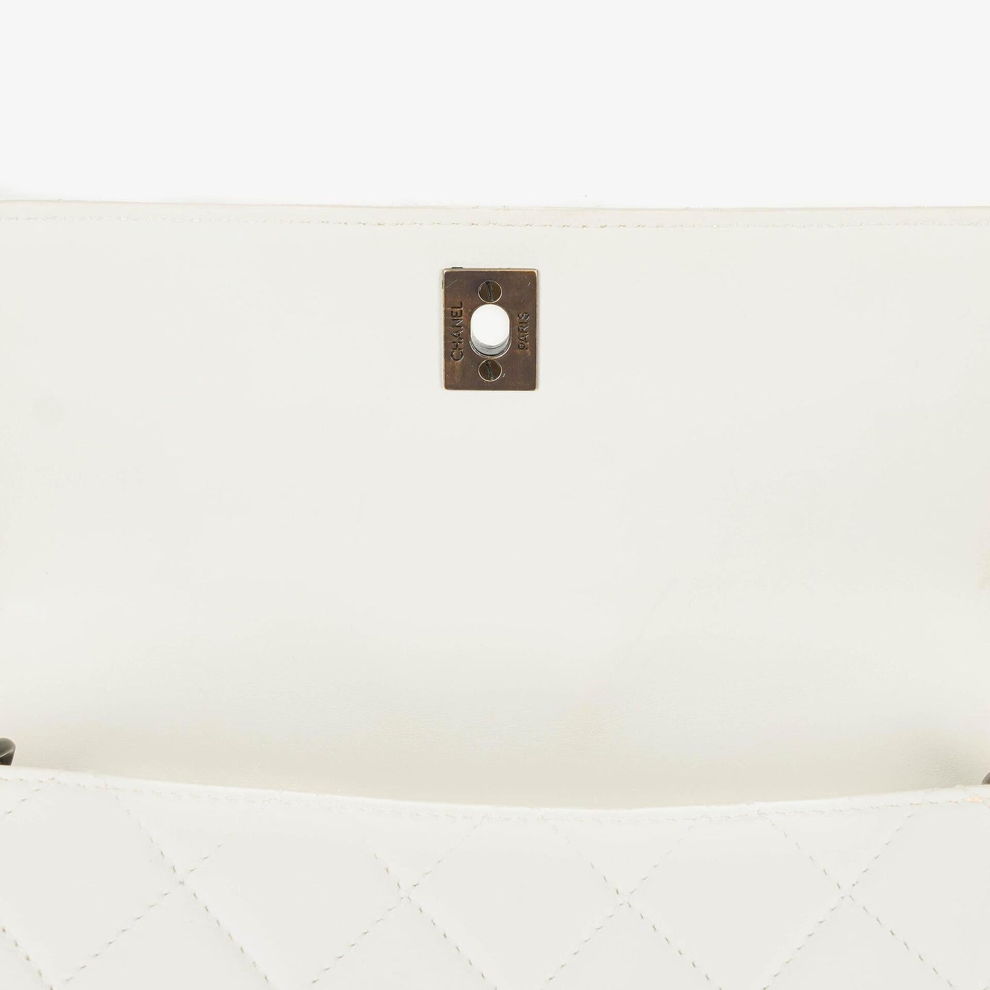 Chanel White Quilted Lambskin Plastic Hardware Shouder Bag