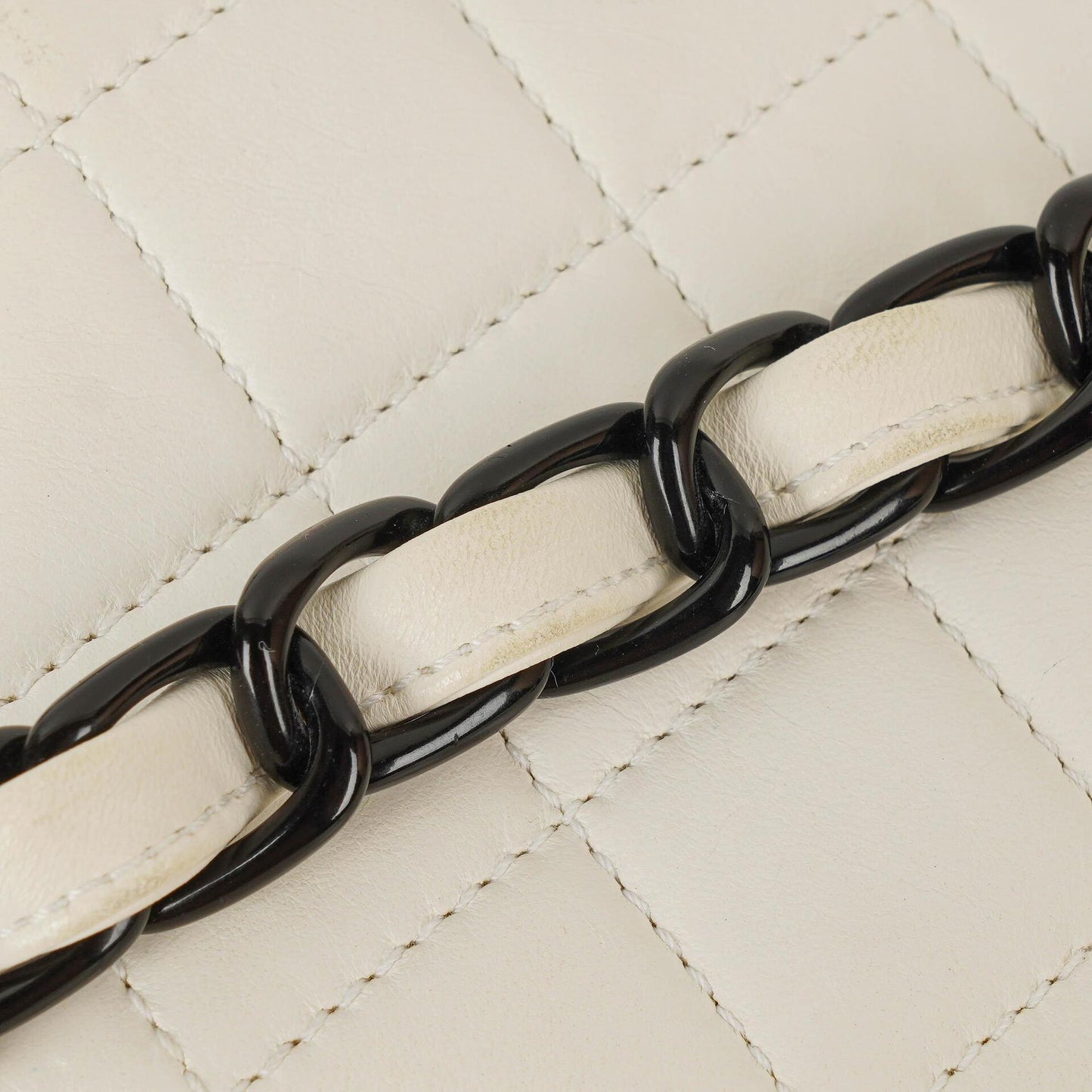 Chanel White Quilted Lambskin Plastic Hardware Shouder Bag