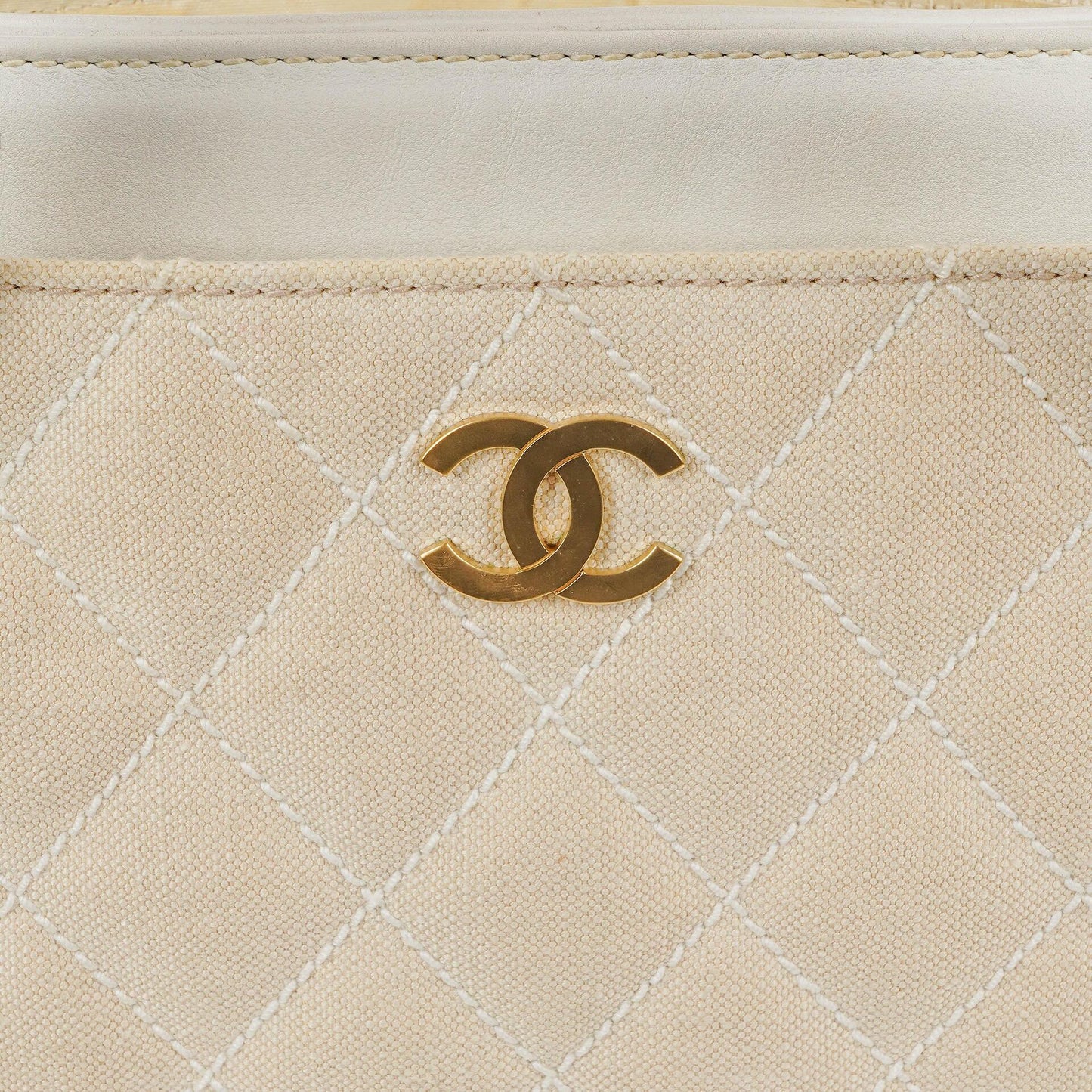 Chanel Wild Stitch Beige Surpique Tote Bag