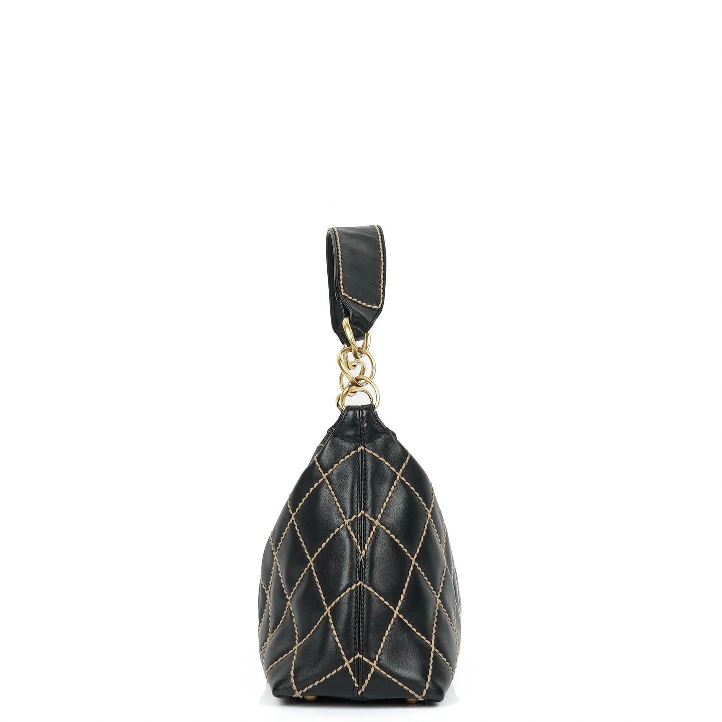 Chanel Wild Stitch Black Quilted Leather CC Shoulder Bag With Gold-Tone Hardware