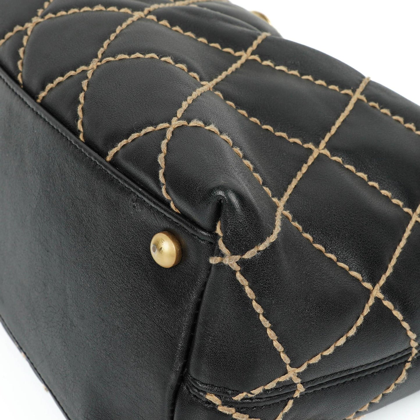 Chanel Wild Stitch Black Quilted Leather CC Shoulder Bag With Gold-Tone Hardware