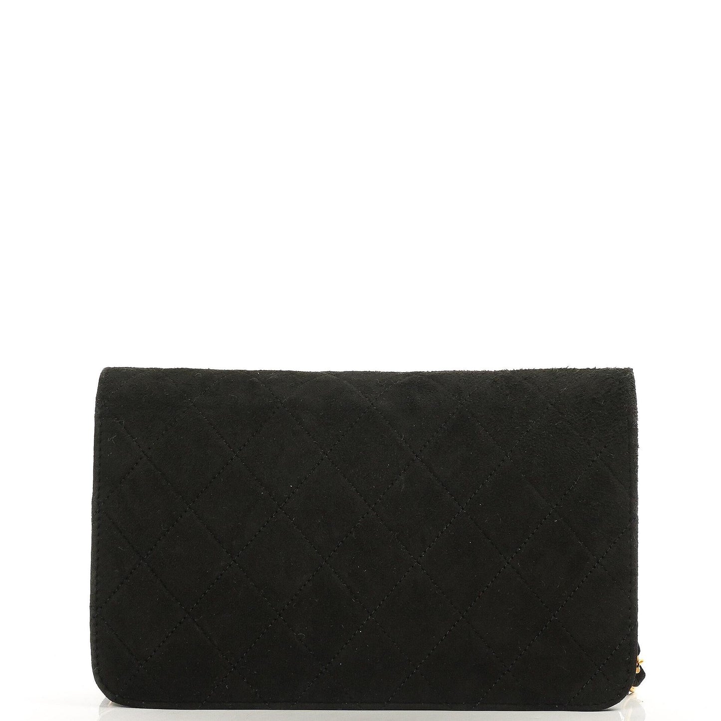 Chanel WOC Mini Classic Full Flap Black Quilted Suede With 24K Gold-Plated Hardware