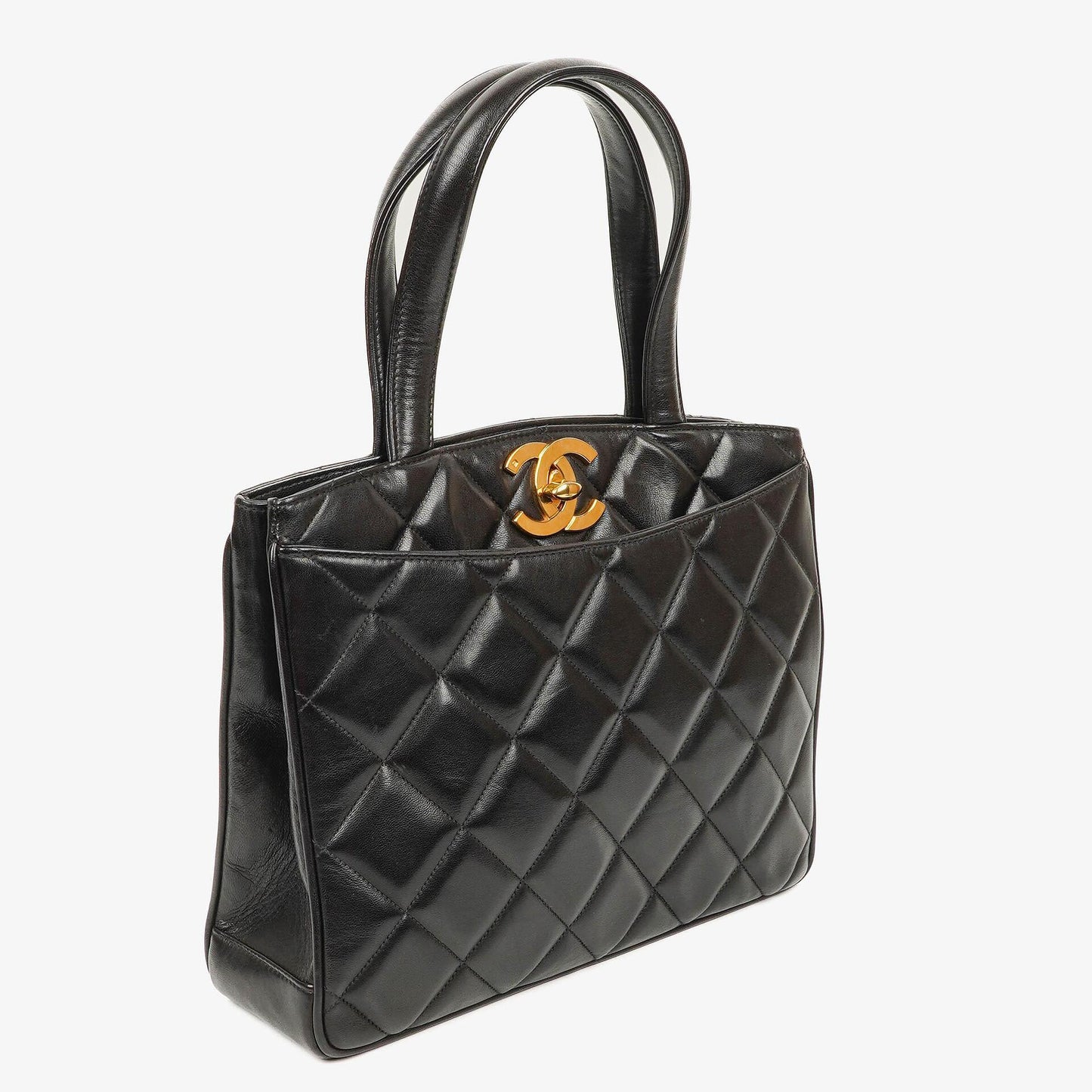 Chanel XL CC Logo Black Quilted Leather Tote Bag
