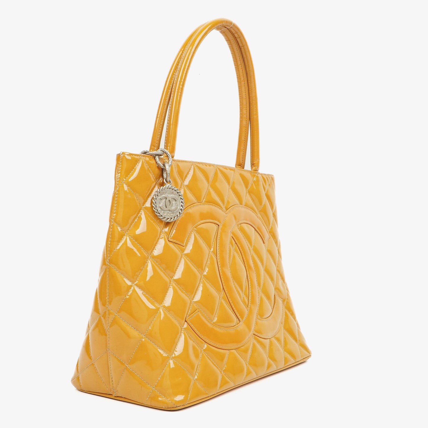 Chanel Yellow Patent Leather Medallion Tote Bag