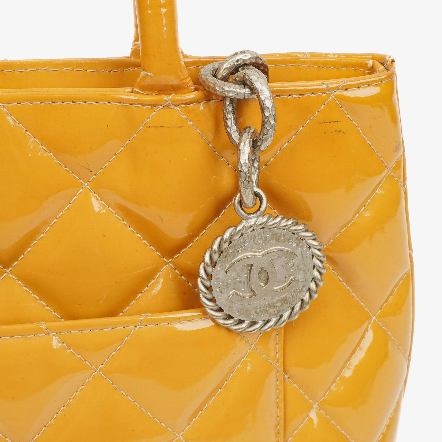 Chanel Yellow Patent Leather Medallion Tote Bag