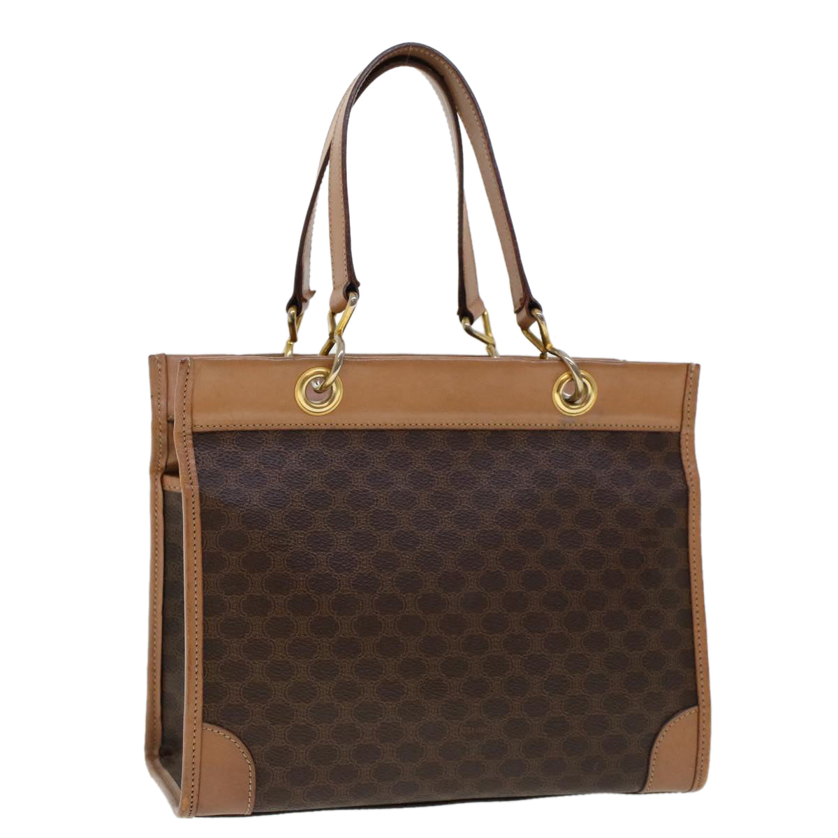Luxury CELINE Macadam Canvas Hand Bag PVC Leather Brown cl579