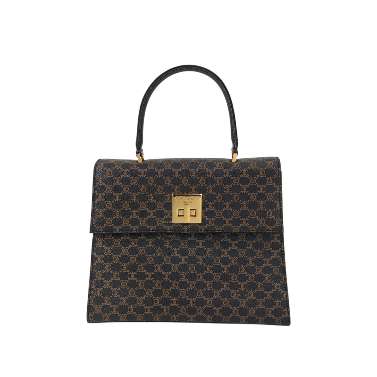 CELINE Macadam Turn Lock Handbag Black 75x5vx