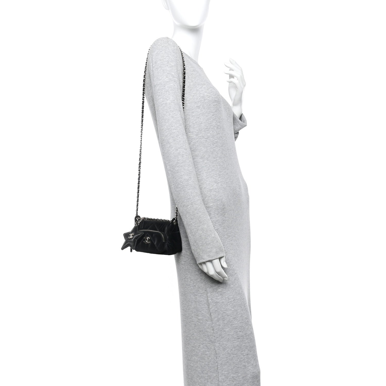 Chanel Velvet Effect Nylon Shiny Crumpled Clutch Bag - Rovelle Bags