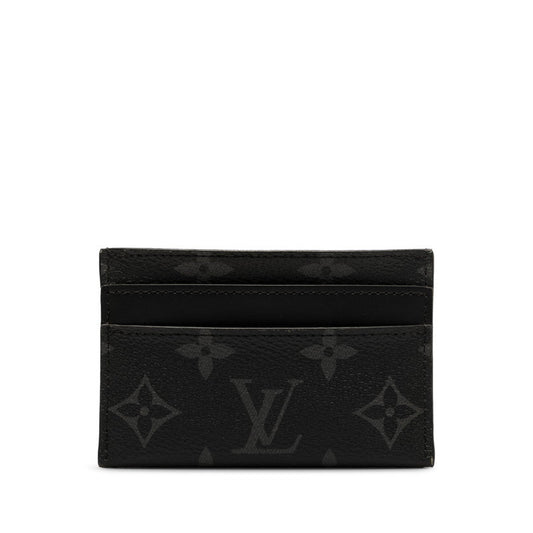 Louis Vuitton Monogram Eclipse Porte Jaeger Le Coultre Double Card Case M62170 Black PVC Leather Men LOUIS VUITTON