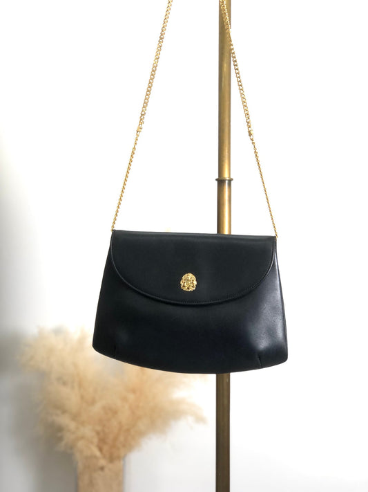 CELINE Emblem Motif Chain Shoulder bag Black hp4pbe