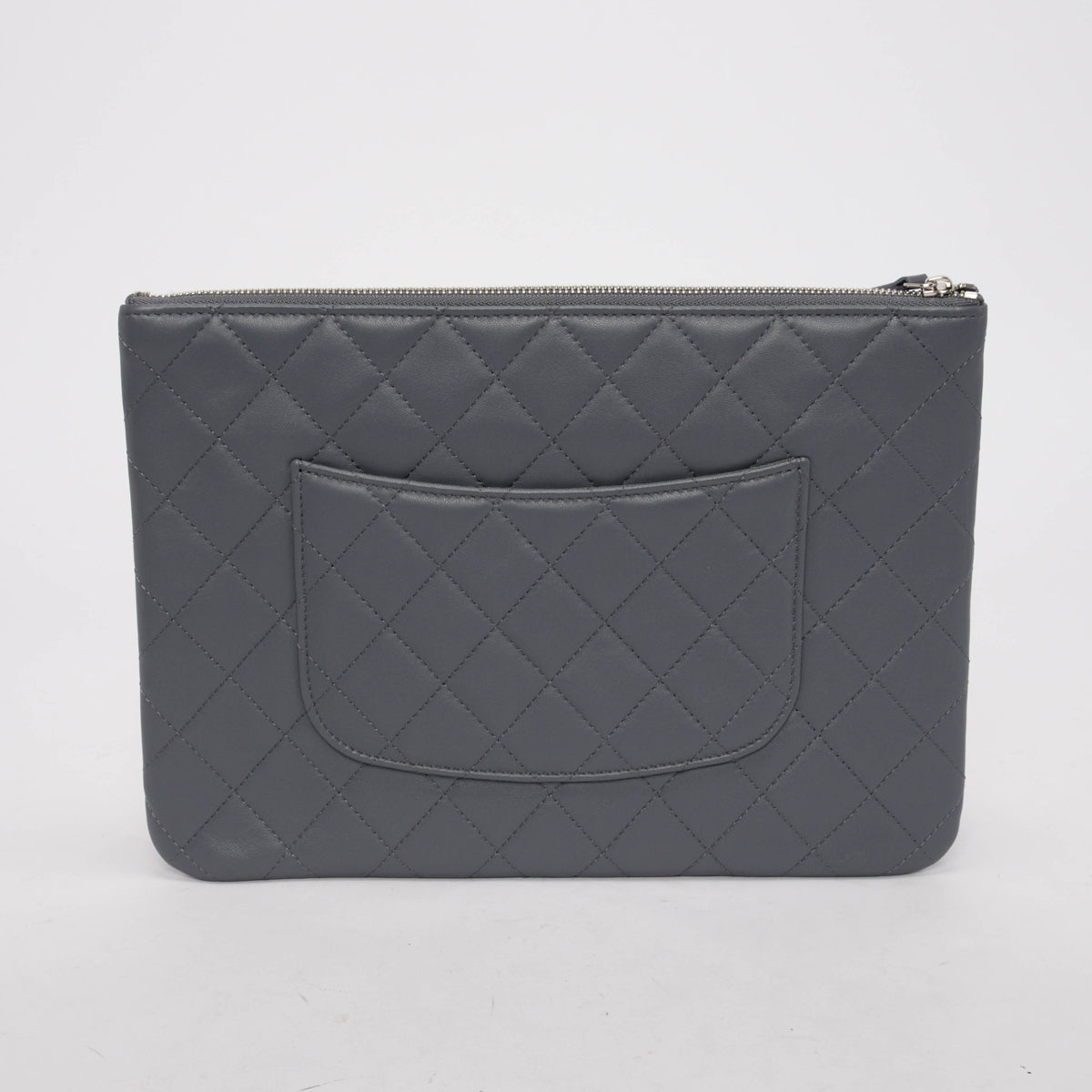 Chanel Grey Quilted Lambskin O-Case Multi Clutch Bag - Rovelle Bags