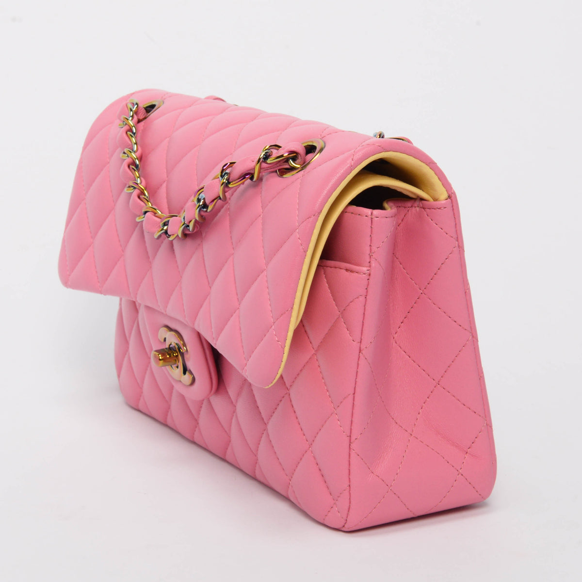 Chanel Pink & Yellow Quilted Lambskin Flap Bag - Rovelle Bags