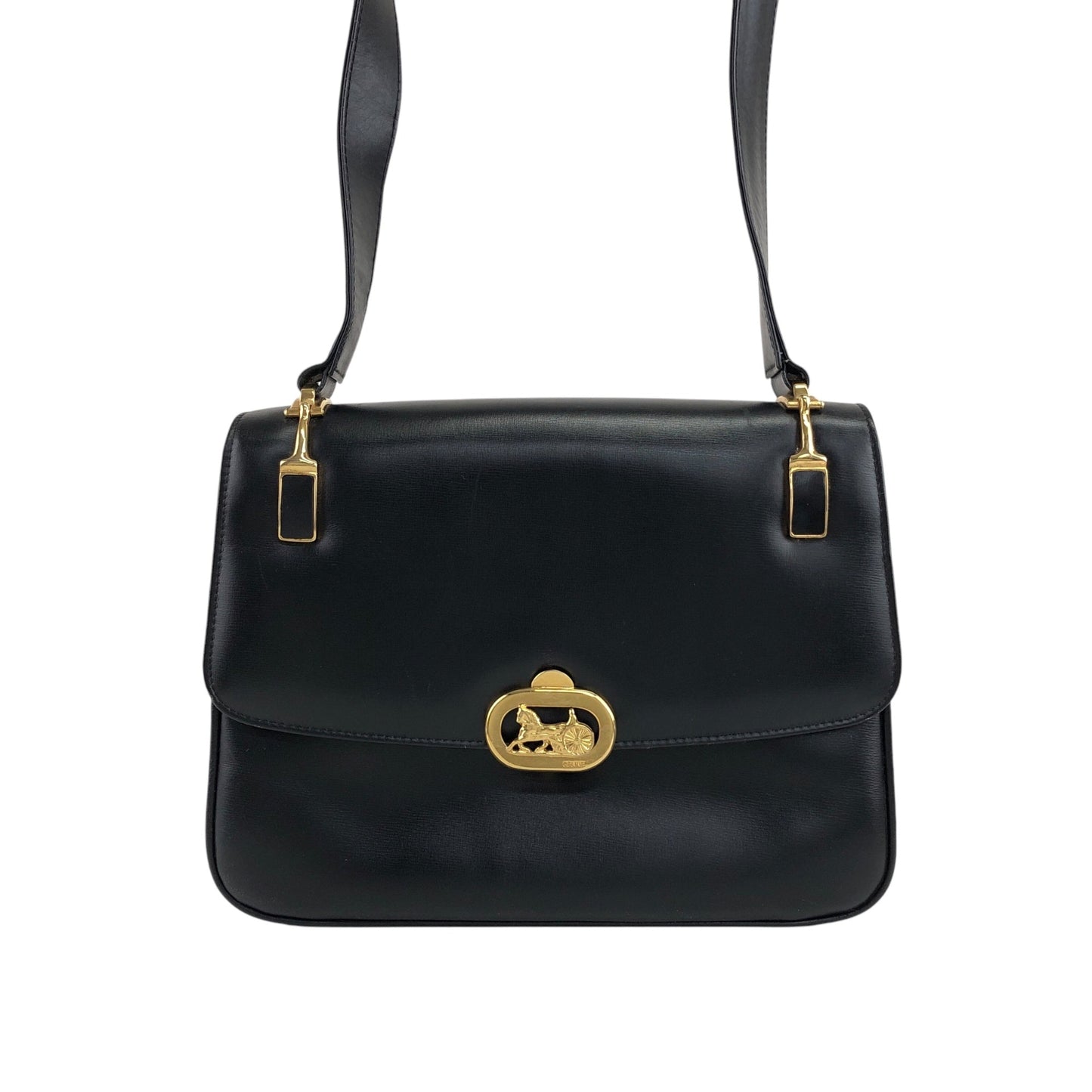 CELINE Horse Carriage Shoulder bag Black s2znbb