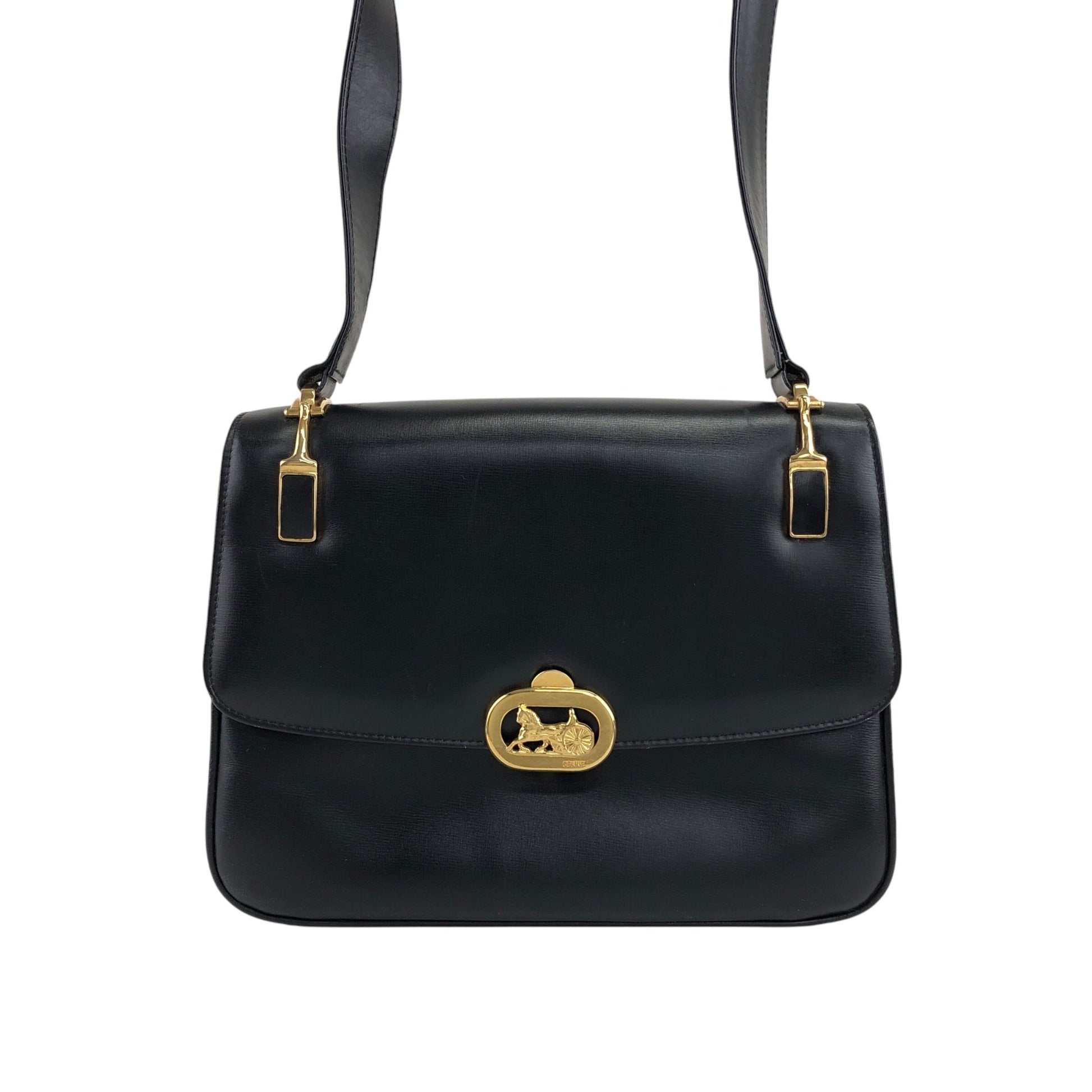 CELINE Horse Carriage Shoulder bag Black s2znbb