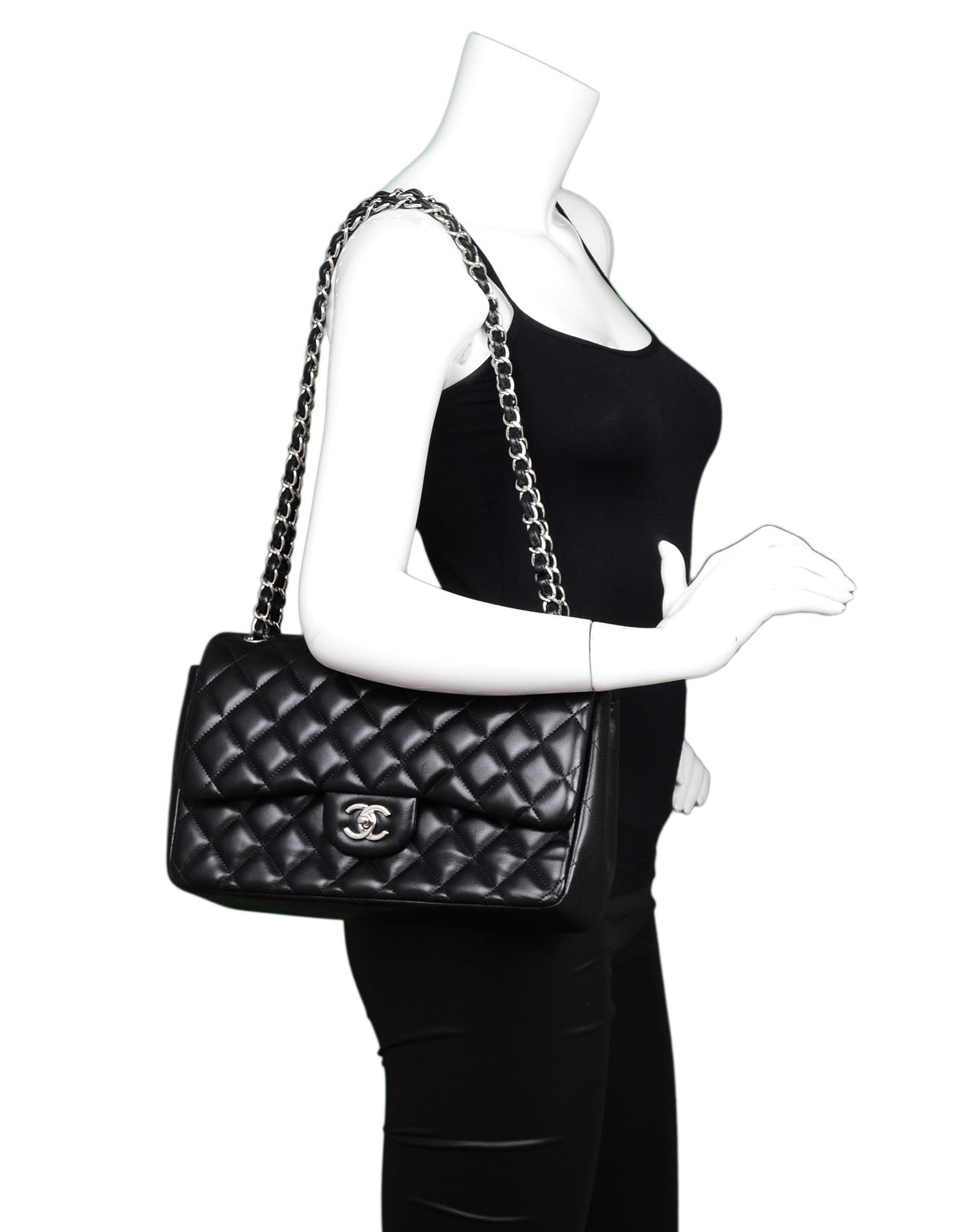 Chanel Black Lambskin Quilted Double Flap Flap Bag - Rovelle Bags