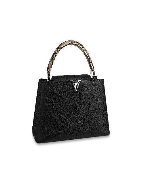 Louis Vuitton Capucines MM Noir Python Leather Trim