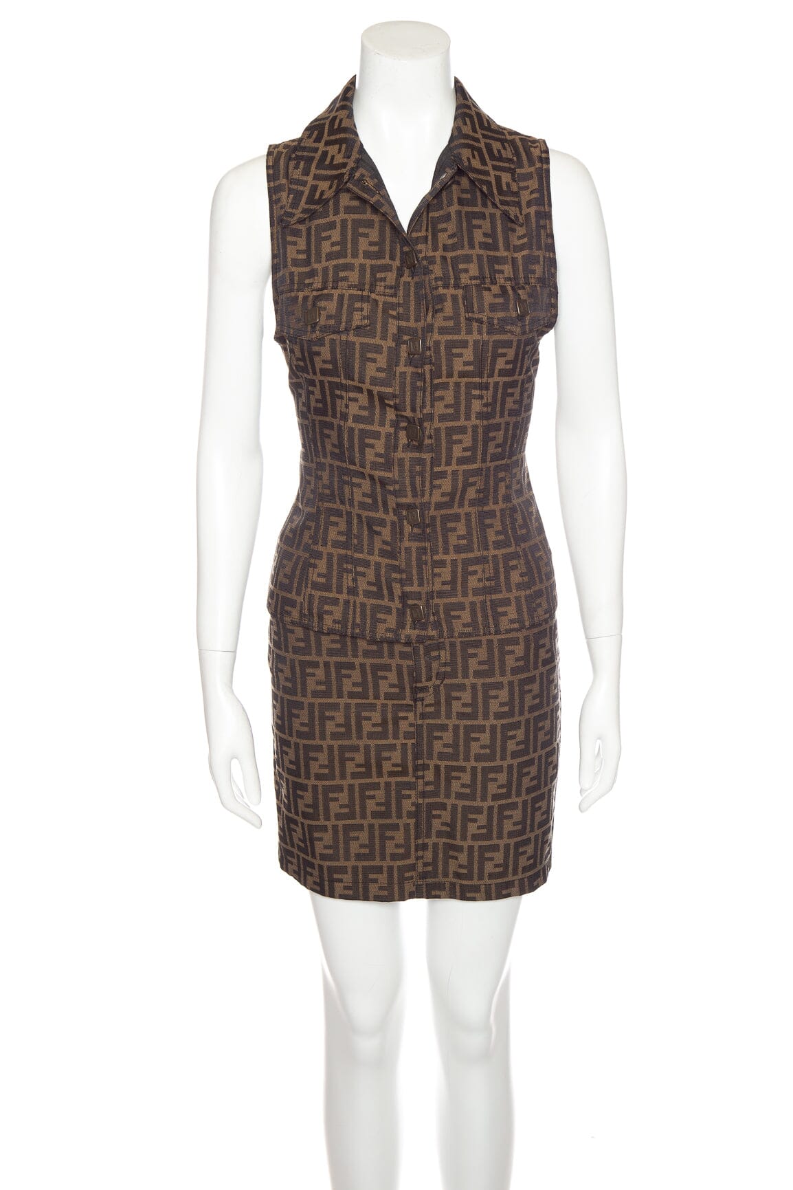 Fendi Brown Monogram Skirt Set SZ 34