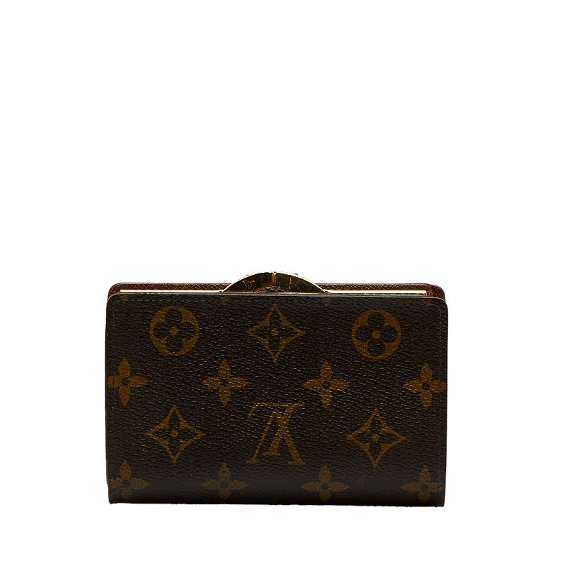 Louis Vuitton Monogram Vienna Double Fold Wallet M61663 Brown PVC Leather Louis Vuitton