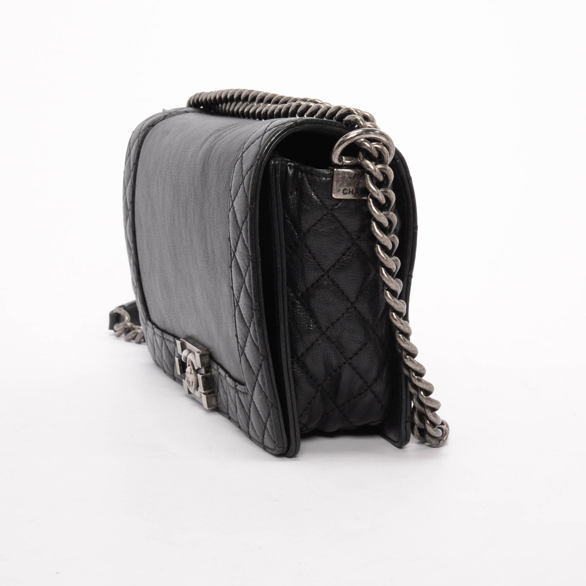 Chanel Black Calfskin Old Medium Reverso Handbag - Rovelle Bags
