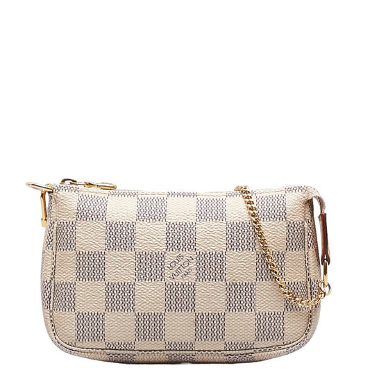 Louis Vuitton Damier Azur Mini Pochette Accessories Accessory Pochette N58010 White PVC Leather Louis Vuitton