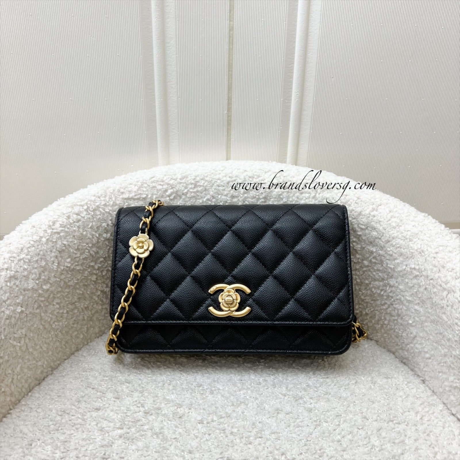 Chanel 23K Camellia Flower Wallet on Crossbody Bag - Rovelle Bags