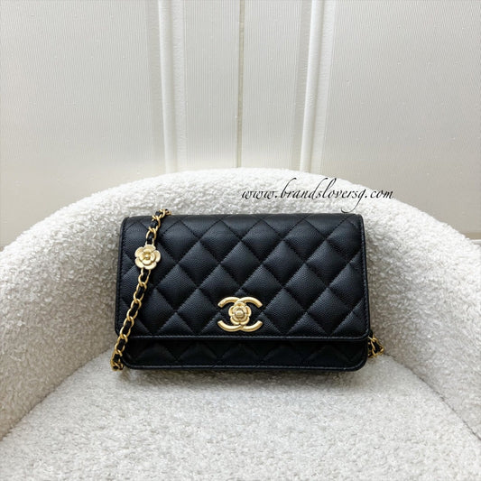Chanel 23K Camellia Flower Wallet on Crossbody Bag - Rovelle Bags