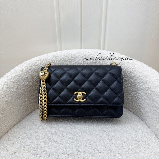 Chanel 24P Heart Adjustable Wallet on Crossbody Bag - Rovelle Bags