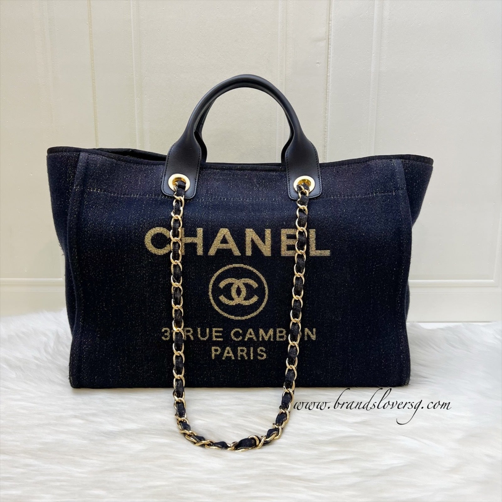 Chanel Large Deauville Tote in Navy Tote Bag - Rovelle Bags