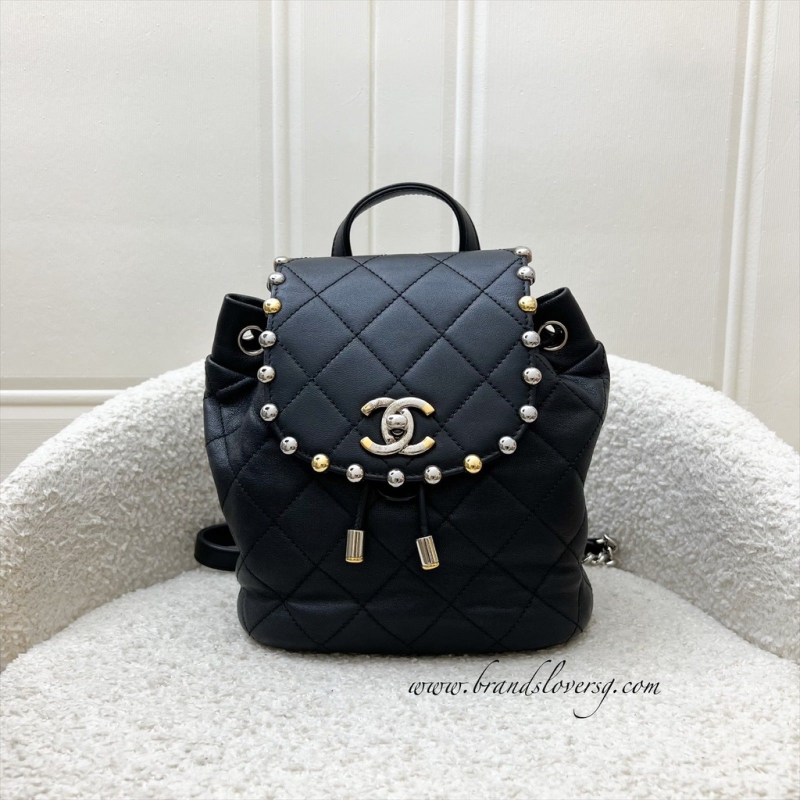 Chanel Studded Mini Backpack in Black Backpack - Rovelle Bags