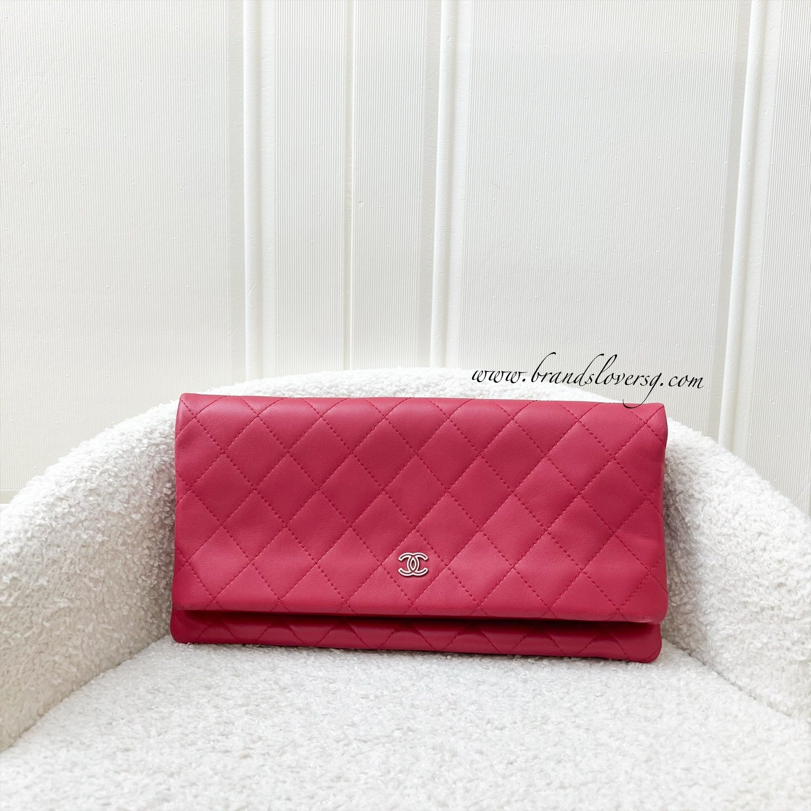 Chanel Foldover Clutch in Dark Pink Clutch Bag - Rovelle Bags