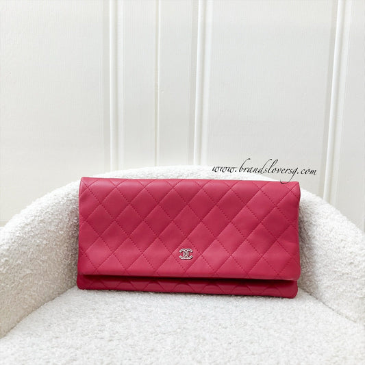 Chanel Foldover Clutch in Dark Pink Clutch Bag - Rovelle Bags