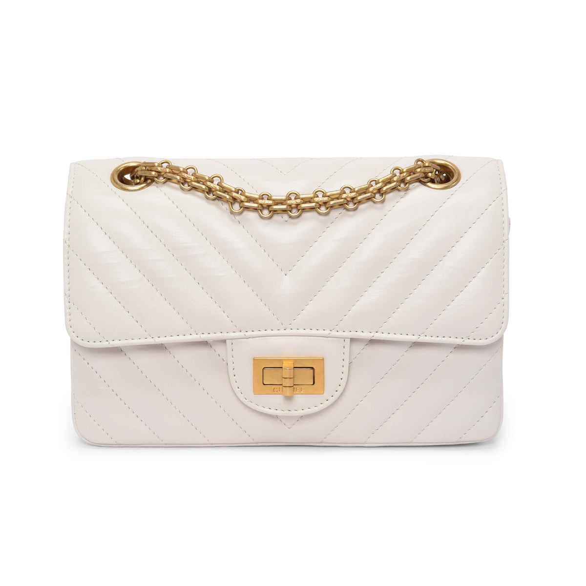 Chanel White Chevron Calfskin Mini Reissue Flap Bag - Rovelle Bags