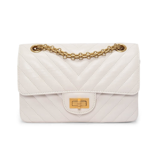 Chanel White Chevron Calfskin Mini Reissue Flap Bag - Rovelle Bags