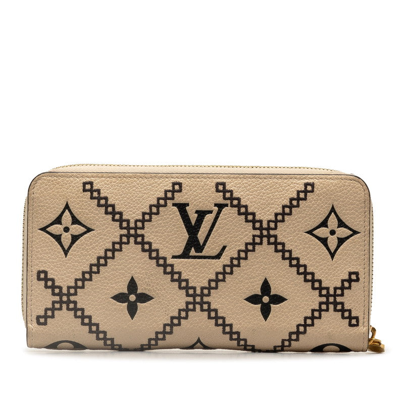 Louis Vuitton Monogram Amplant Broderie Zippie Wallet Long Wallet M81141 Cream Beige Leather Louis Vuitton