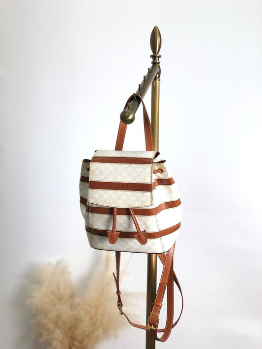 CELINE Macadam Logo Backpack White zpxaay