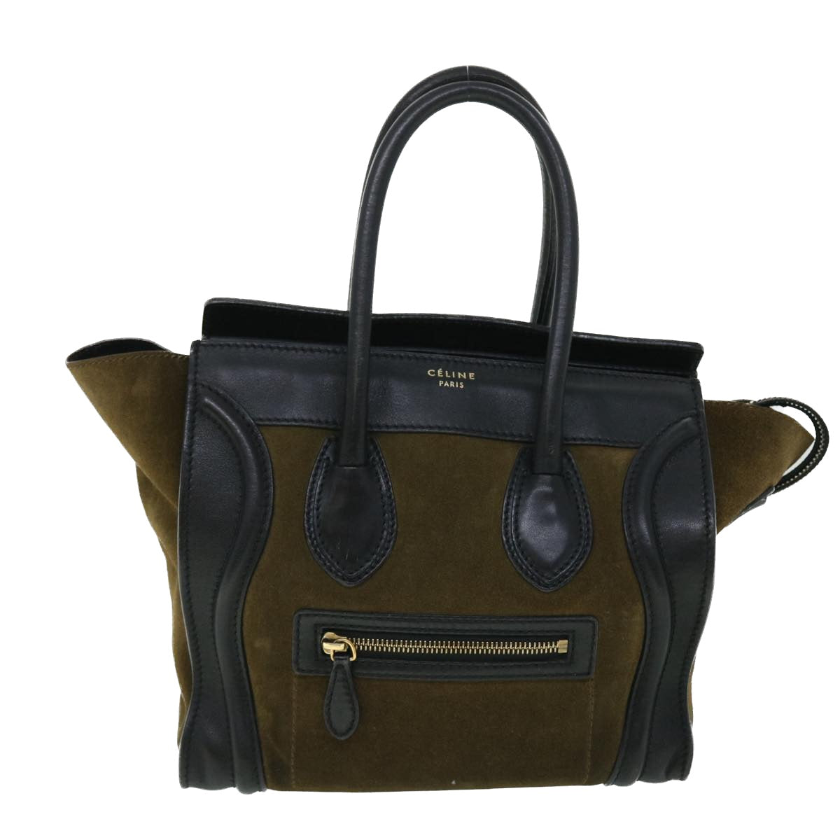 Luxury CELINE Luggage Mini Hand Bag Suede Leather Khaki ep1582