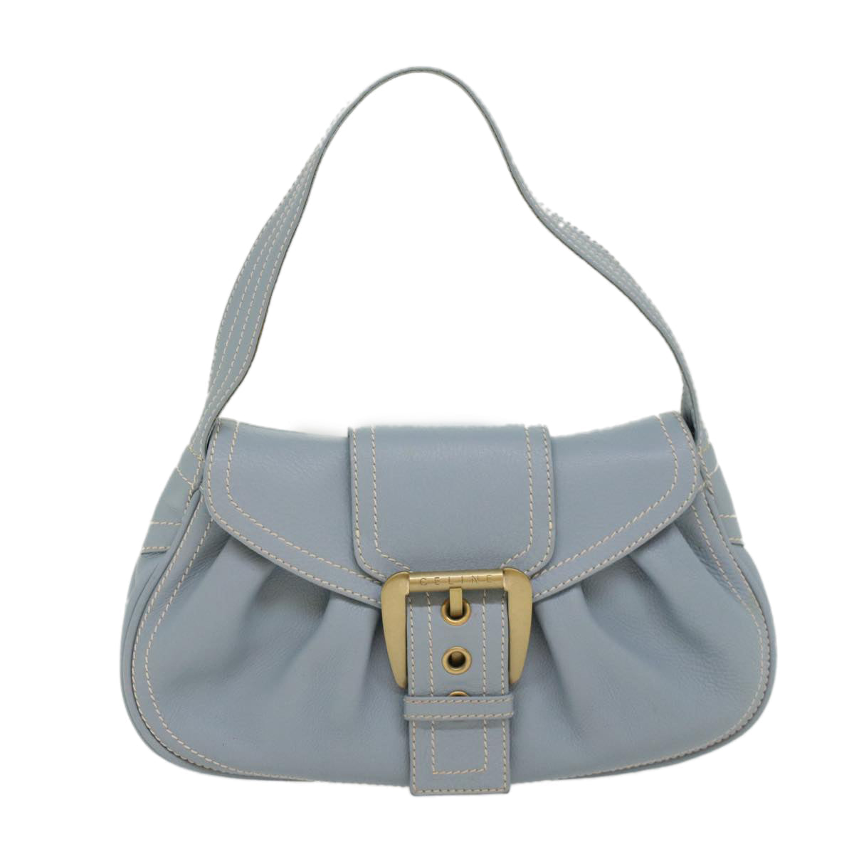 Luxury CELINE Shoulder Bag Leather Light Blue ep1618