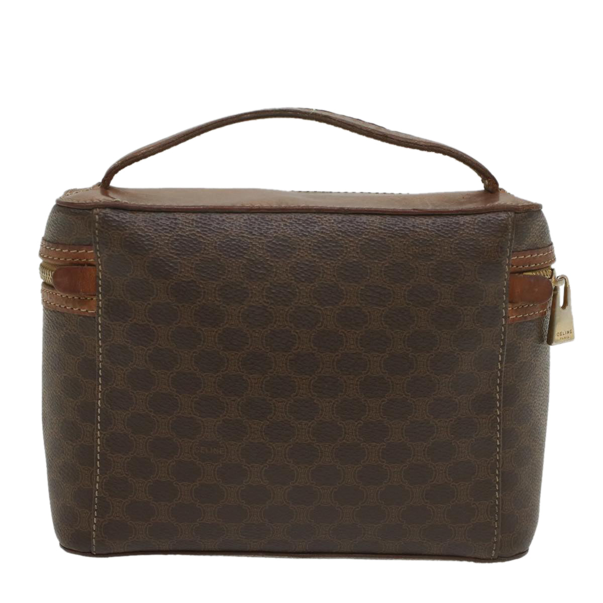 Luxury CELINE Macadam Canvas Hand Bag PVC Leather Brown ep1954