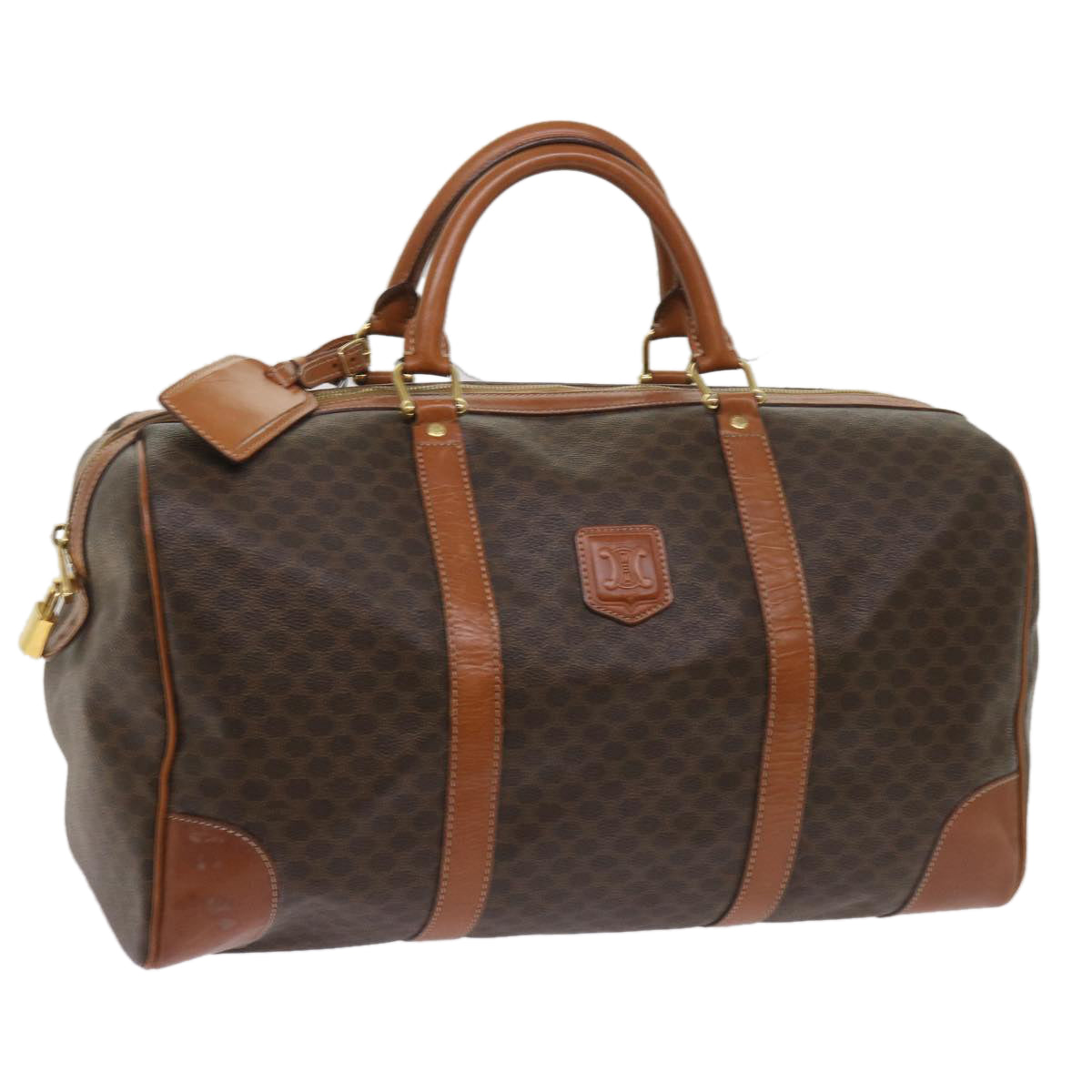 Luxury CELINE Macadam Canvas Boston Bag PVC Brown ep2997