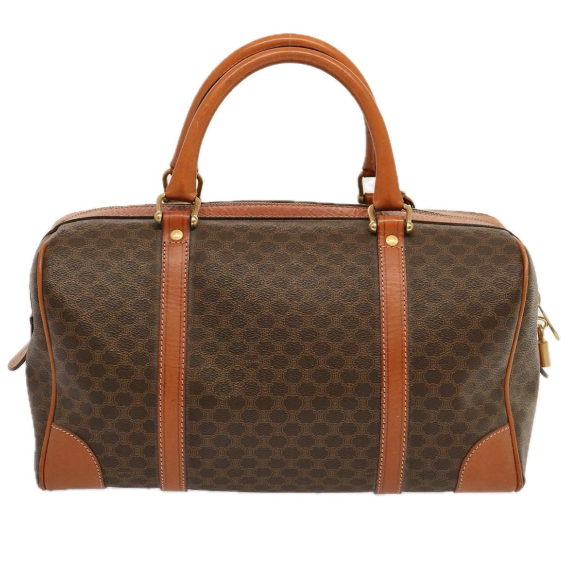 Luxury CELINE Macadam Canvas Boston Bag PVC Brown ep3745