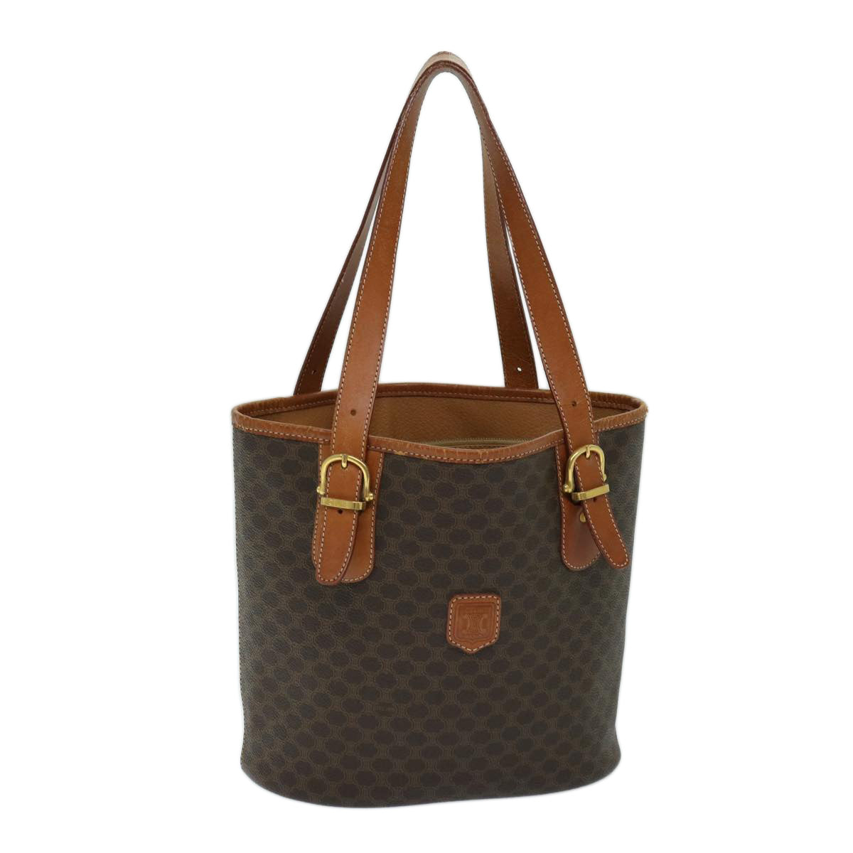 Luxury CELINE Macadam Canvas Tote Bag PVC Leather Brown ep3752