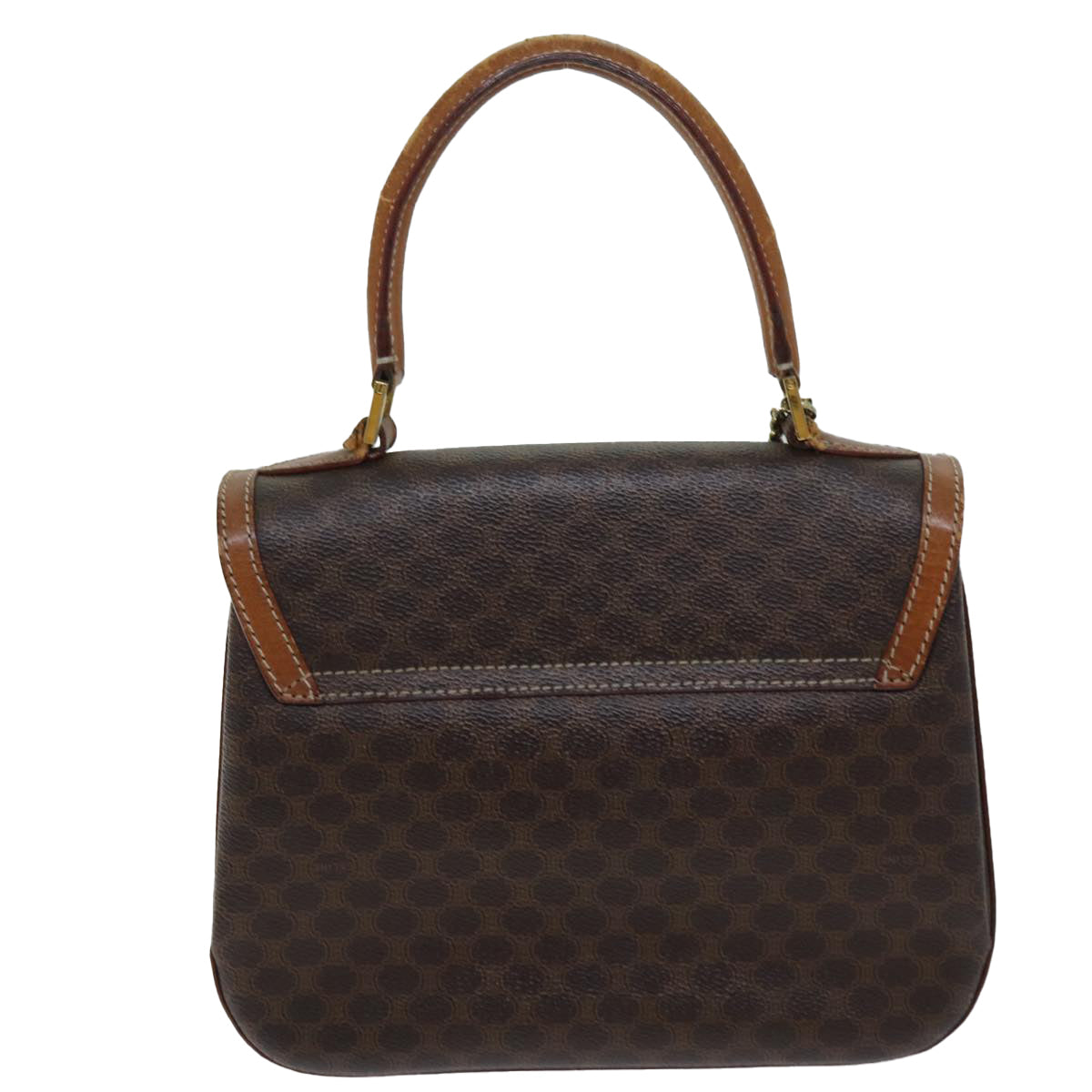 Luxury CELINE Macadam Canvas Hand Bag PVC 2way Brown ep4104
