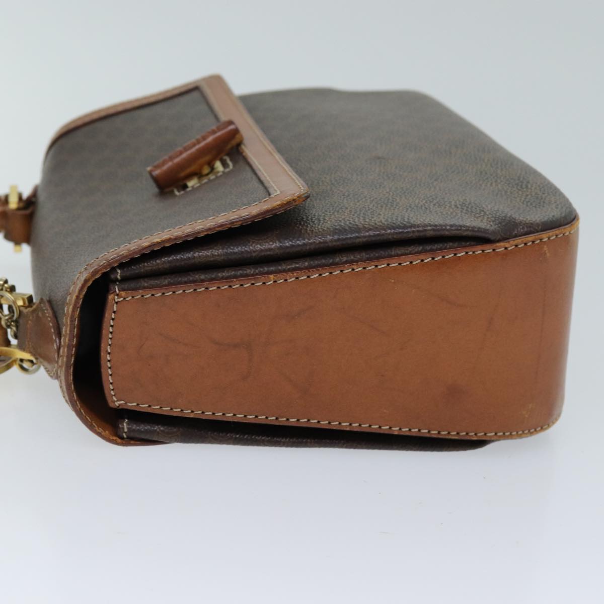 Luxury CELINE Macadam Canvas Hand Bag PVC 2way Brown ep4104